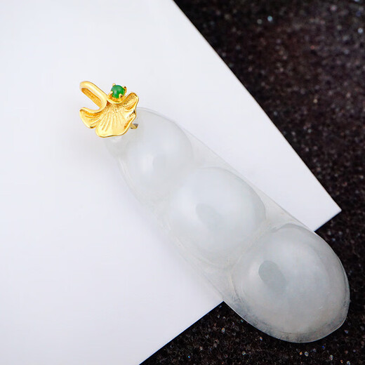 Keshan pure 18k gold buckle jade top bead pendant clip buckle does not fade bean leaves universal au750 K1K yellow (small buckle)