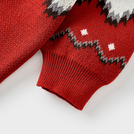 Tongtai (TONGTAI) baby jumpsuit spring and autumn pure cotton baby clothes children's New Year knitted crawler suit New Year greeting suit red 90cm