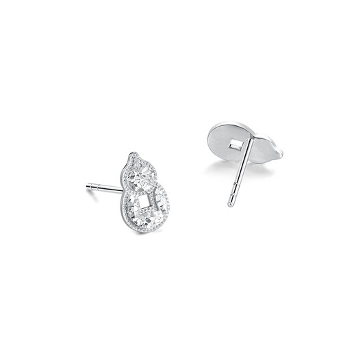 Mengjinyuan Platinum Earrings Crushed Ice Gourd Hollow Copper Coin Earrings PT950 Platinum Birthday Gift for Girlfriend Weight Approximately 2.10g