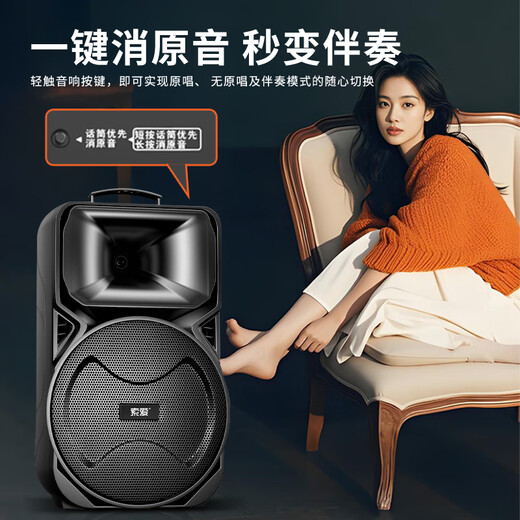 Sony Ericsson (soaiy) 12-inch square dance audio high-power portable outdoor heavy bass Bluetooth karaoke special high-volume mobile trolley speaker outdoor performance equipment dual microphone A89WM