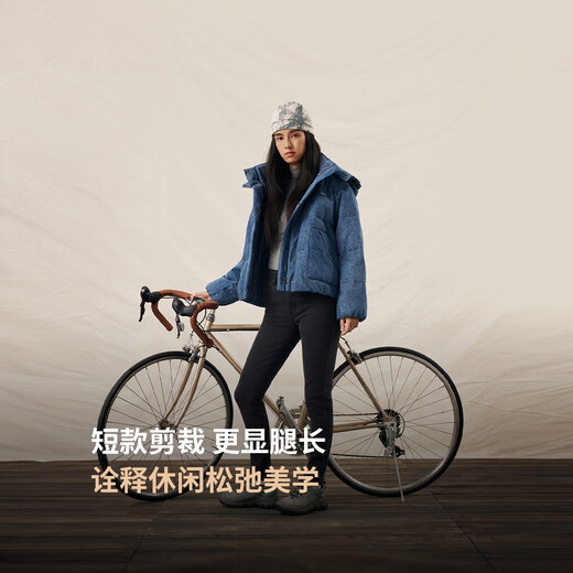 Levi's 25th autumn and winter new women's fashionable simple fluffy warm denim hooded down jacket medium blue S