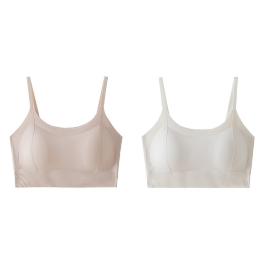 Modal high-end thickened tube top bra for women with small breasts gathered to prevent exposure and beautiful back 2025 new all-in-one camisole bra light skin color + milky white two-piece set M 0 (suitable for 80-115 Jin Jin equals 0.5 kg) 3 cm thick