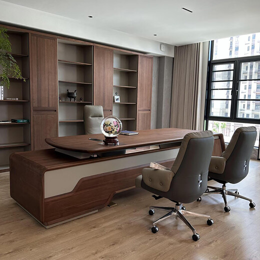 KOQUMGE New Chinese style North American ash solid wood boss desk office desk modern light luxury simple president desk and chair combination 2.0m office desk ash wood