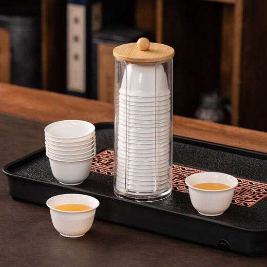 Yunhua disposable kung fu tea cup with storage rack 60ml high-grade heat-resistant rice husk tea tasting cup tea tasting 200 disposable tea cups