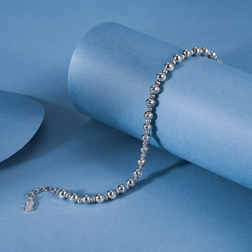 Zhaoliang PT950 Platinum Meteor Laser Bead Bracelet Women's Platinum Bracelet Gold Bead Bracelet Versatile Chinese Valentine's Day Gift 12.54g