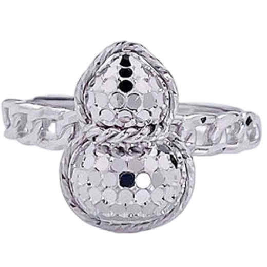 Laofu gold platinum hollow live mouth Fulu double to chain art arm fish scale gourd mother lover's birthday Mid-Autumn Festival gift arm fish scale gourd ring (about 3.7g)