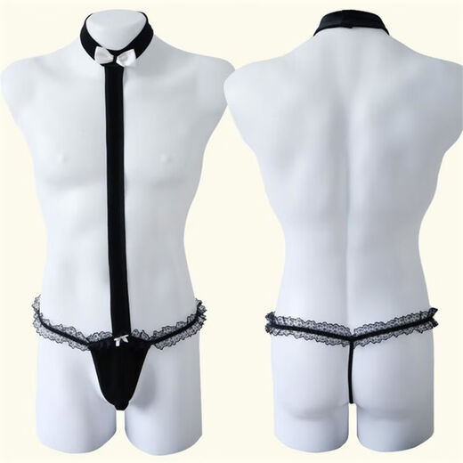 Boys' sexy underwear suspenders jumpsuit transvestite lace physiological penis thong couple flirting gold L80-140Jin Jin is equal to 0.5 kg