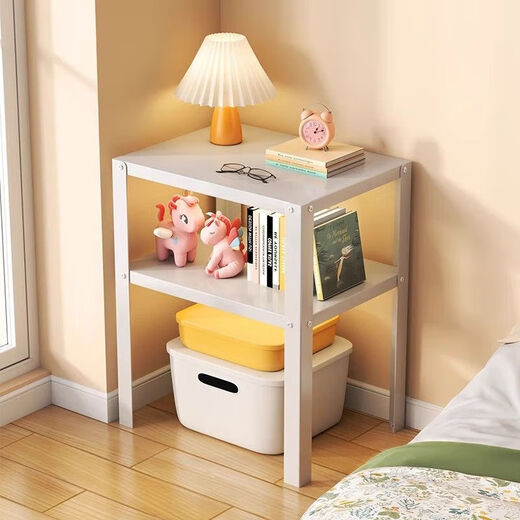 Home living room bedroom floor-standing storage rack Nordic style simple solid color storage rack wrought iron shelf modern bedside table white second floor 37 long 28 wide 45 high