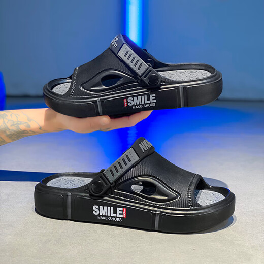 Hausschuhe Herren Sommer tragen Anti-Rutsch-Anti-Odor-Sportsandalen für Männer mit Dual-Purple-Strand Sandalen Männer schwarz grau 42