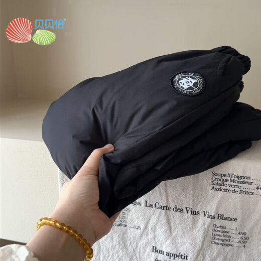 HAL.DUCK children's down pants for boys and girls, warm white duck down outer wear for large, medium and small children, thickened overalls, winter, brand black 100, recommended height 85-95