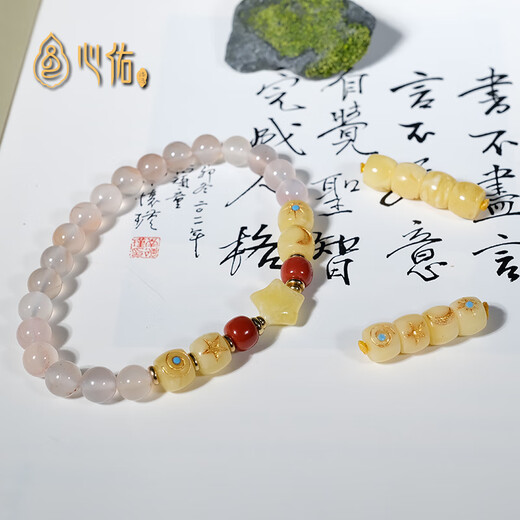 Xinyou natural Russian material beeswax sun and moon stars straight cut bucket beads Xingyue accessories diy cultural toy bracelets separated beads top beads beeswax sun and moon stars diameter about 7.5mm