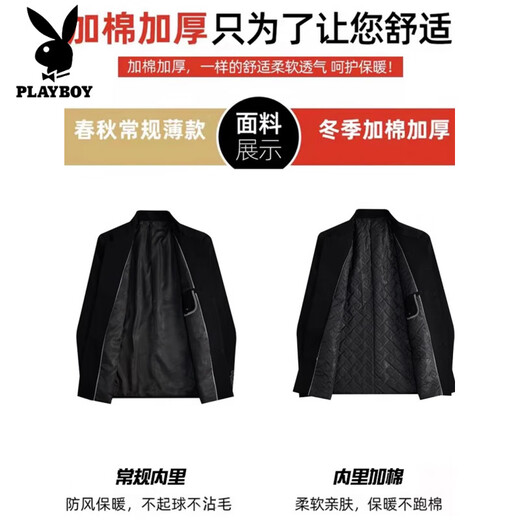 Playboy high-end handsome new Chinese tunic jacket men's spring and autumn 2025 new casual stand-up collar suit jacket black XL 122-133Jin Jin is equal to about 0.5 kg
