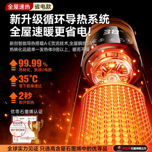 Shipu first-level energy saving graphene heater electric heater household electric heater large area 50 square meters whole house quick heating bathroom electric heater silent bedroom special mechanical flagship model 35 quick heating | 100 coverage | energy saving and low consumption first level energy saving and low consumption | large area whole house quick heating | silent and dull