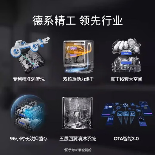 SIEMENS 16 sets of independent dual-purpose dishwashers, all-purpose cabin, household fully automatic Chinese-style three-layer bowl basket sterilization and disinfection dynamic SJ23HB88MC