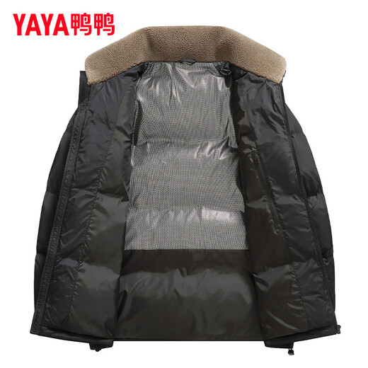 YAYA Down Jacket Men's 2025 Winter New Fashion Stitched Stand Collar Versatile Short Duck Down Thickened Warm Jacket HG Olive Brown XL