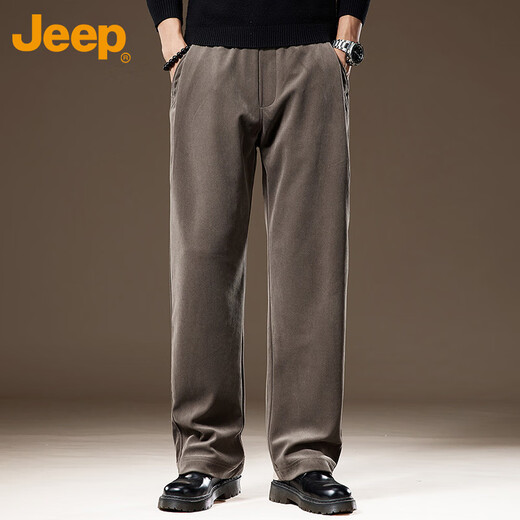 JEEP Casual Pants Men's Autumn and Winter Straight Loose Work Pants Men's Trendy and Versatile Men's Pants Brown XL