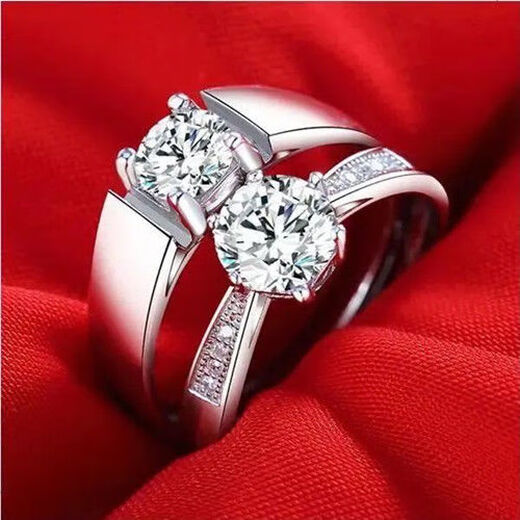 Genuine PT950 platinum ring for women, fashion and personality, moissanite couple's ring, platinum proposal diamond ring for men and women, 2.9g, simple women's ring, 0.5 carat (opening can be adjusted)