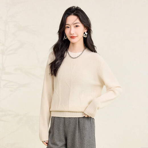 Chunzhu 2025 Autumn and Winter New Cashmere Wool Blended Round Neck Long-Sleeved Sweater Women's Thick Warm Style Age-Reducing Wool Sweater Romantic Purple XL (125-140 Jin Jin equals 0.5 kg)