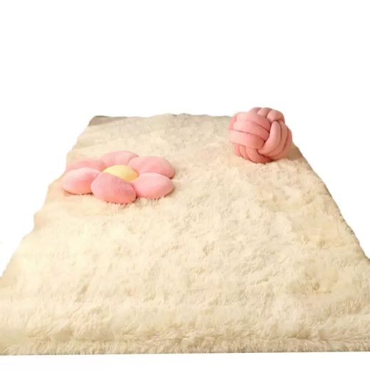 Yusenyi Japanese GP cream ins style bedroom carpet girl thick plush bedside blanket bed front and foot floor mat beige 160x230cm