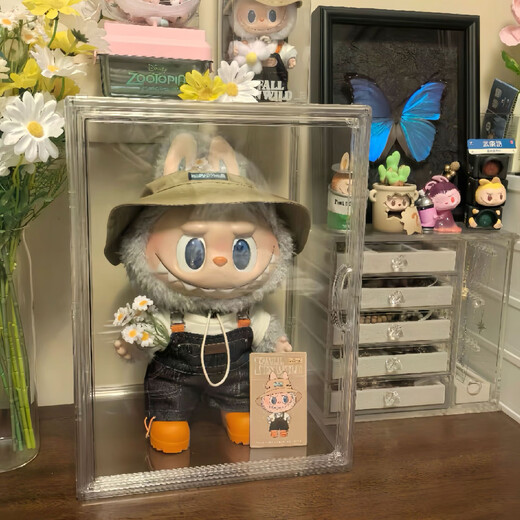 Manle rabbit labubu display box acrylic big spring field big summer doll put labubu doll blind box storage box huge size magnetic door opening 50*29.5*37