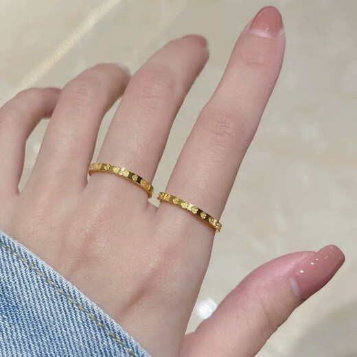 Dianzhao gold full circle love ring for women 999 gold solid circle peach heart solid gold-plated ring ring tail ring holiday gift love ring No. 10 0.53g