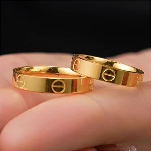 Quan Yin pure gold-wrapped silver 999 ring for women gold color 24k Kajia love series couple rings closed ring ring gift gold layer silver-wrapped thicker Kajia men's ring No. 8