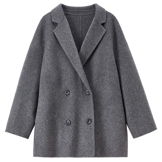 Shandubila sheep wool warm woolen coat women's winter small loose double-sided woolen coat vertical cut mid-length coat