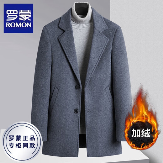 ROMON Woolen Woolen Coat Men's Suit Collar Autumn and Winter Thick Velvet Warm Jacket Men's Casual Woolen Coat Men Black XL Recommended 140-160Jin Jin equals 0.5 kg