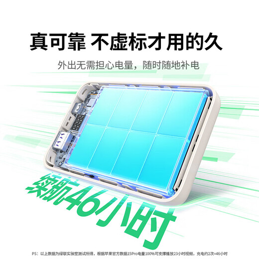 Green Alliance 3C certified aircraft power bank 10000mAh 22.5W fast charging power bank small portable power bank suitable for iPhone17 Apple Huawei Xiaomi 10000mAh 22.5W fast charging milky white