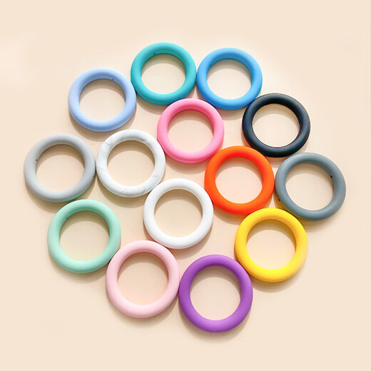 Silicone teether food grade hole ring chewing gum for babies to prevent falling off during oral period, yellow 1 pack