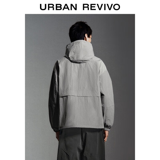 UR2025 новая осенняя мужская модная повседневная супер свободная блузка с двойной молнией UMV250065 теплого серого цвета M (M-L)