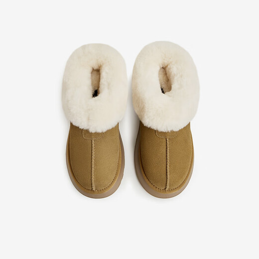 TATA snow boots 2025 winter thick-soled plush boots warm low-top cotton shoes furry women's shoes WDX17DM5 yellow/white 36