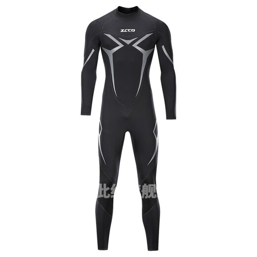 L Wetsuit one-piece men's 3mm warm, super elastic and wear-resistant wetsuit, cold-proof wetsuit, winter swimming suit, black XS