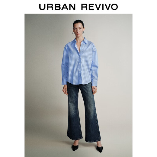 UR2025 new autumn women's high-intellectual temperament vertical striped long-sleeved cardigan shirt UWM250140