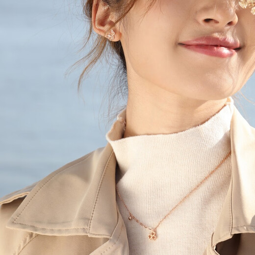 Chow Sang Sang 18K rose gold rose gold mint series earrings for women 92075E Pricing