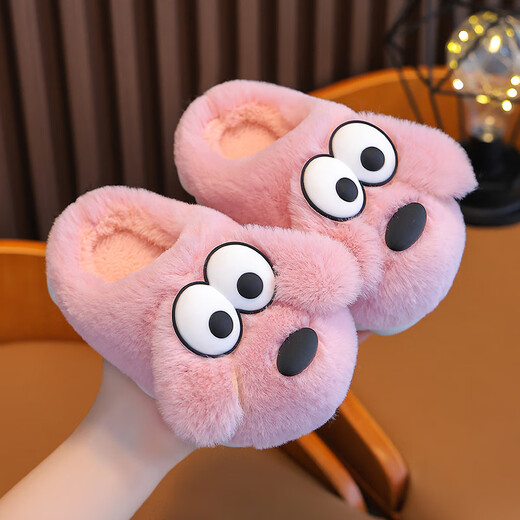 Tianmiaomiao children's cotton slippers autumn and winter boys and girls indoor non-slip plush slippers home warm cotton shoes indoor plush slippers children's warm cotton slippers gray velvet thickened model 28-29 size recommended 4-5 years old shoe inner length 17cm