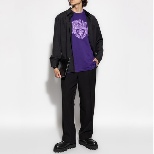 
VersaCE Luxury Medusa Men's Fashion Print Casual Short Sleeve Round Neck T-shirt 1013302 1A15909 Purple 1LJ40 S