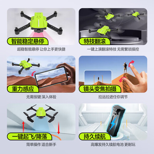 Mini Drone Pliant Cadeau d'anniversaire Garçon Micro Télécommande Avion Photographie Aérienne HD Jouet pour Enfants sans Photographie Aérienne - Contrôle APP Mobile + Smart Hover - Version Officielle Noire Batterie Unique + Pack d'accessoires