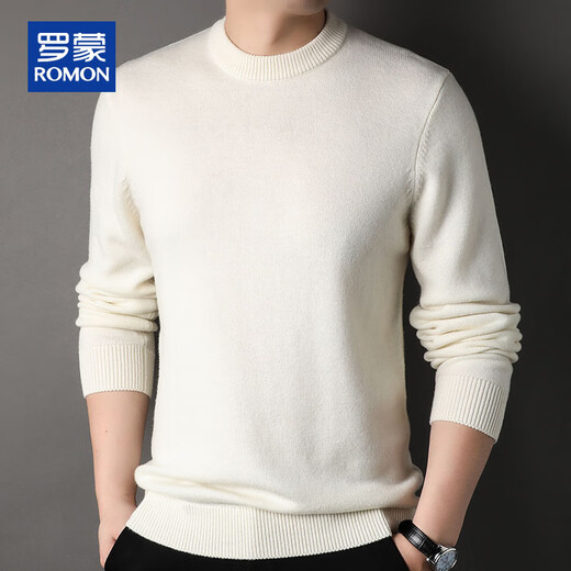 ROMON 100% pure wool sweater men's heavyweight 430G thickened sweater round neck sweater men's autumn and winter casual bottoming shirt