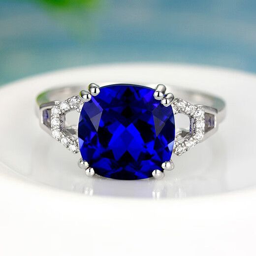 Yiqi Sapphire Ring 925 Silver Plated 18K Gold Inlaid with Colored Gems Colorful Tanzanite Jewelry Ring Women's Accessories No. 8