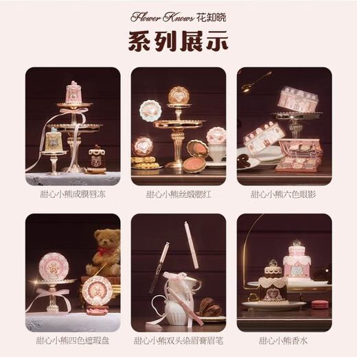 Подарочная коробка Flower Knows Sweetheart Bear Series, пленкообразующие желе для губ, румяна, тени для век, консилер, палитра духов для вашей подруги, подарочная коробка Sweetheart Bear Series allin, 1 шт.
