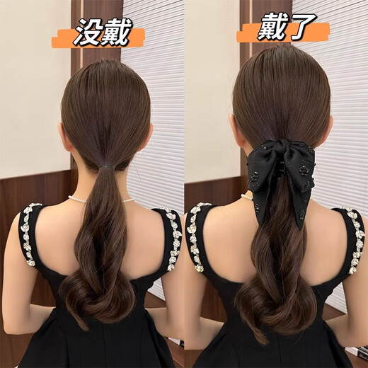Flower Language High-end Bow Clip 2025 New Light Luxury Style High-end Back of the Head High Ponytail Hair Clip Headwear for Women Main Image Black Bow