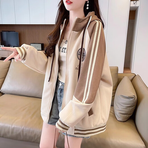 Baseball uniform for girls spring and autumn 13-15 years old junior high school students 12 older children loose casual hooded sweatshirt jacket black F373 autumn and winter thickened alpaca 170 suitable for heights of about 160cm