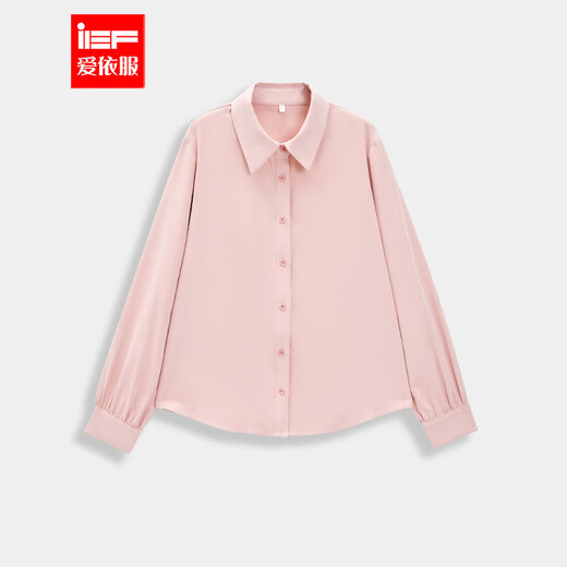 IEF/Aiyifu 2025 new autumn Korean style simple commuting temperament right shoulder casual versatile shirt top pink S