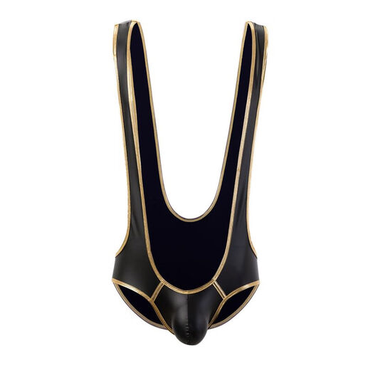 Boys' sexy underwear suspenders jumpsuit transvestite lace physiological penis thong couple flirting gold L80-140Jin Jin is equal to 0.5 kg