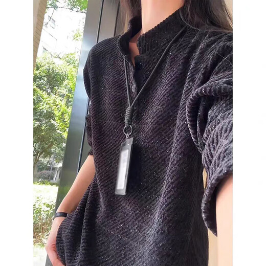 7 excellent products Henry collar sweatshirt men's autumn and winter striped heavy base polo shirt loose casual jacket top men CQS-3266 Gray M