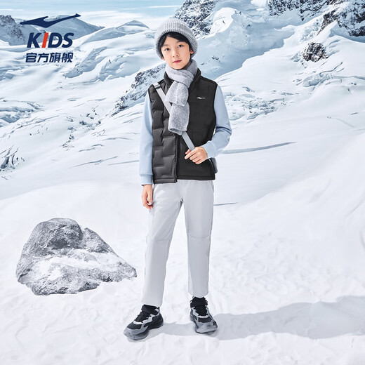 Hongxing Erke (ERKE) children's clothing for boys and girls down jacket children's winter warm sleeveless vest black 160