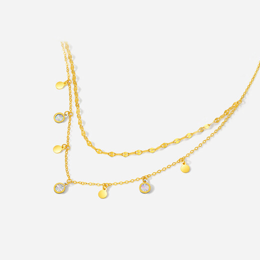 Saturday Fortune (ZLF) Two-tone 18K Gold Necklace for Women Symphony Geometric Pendant as a Holiday Gift for Girlfriend 1.73-2.13g 40+5cm (price adjustable)