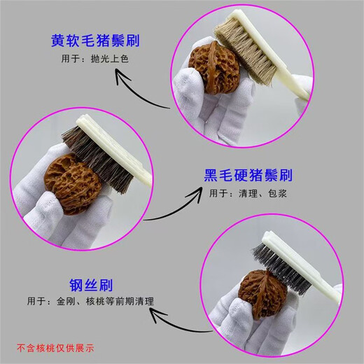 Wenwan Tools Soft and Hard Set Rudraksha Seed Walnut Olive Core Wire Maintenance Cleaning Pig Bristle Brush Luxurious Supreme Set