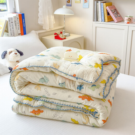 Red Dragonfly Children's Kindergarten Quilt Baby Quilt Pure Cotton Newborn Primary School Student Nap Blanket Air Conditioning Quilt Universal for All Seasons Dinosaur Island Cotton Crinkle Yarn Class A Quality Inspected 70*100cm 1Jin Jin is equal to 0.5 kg